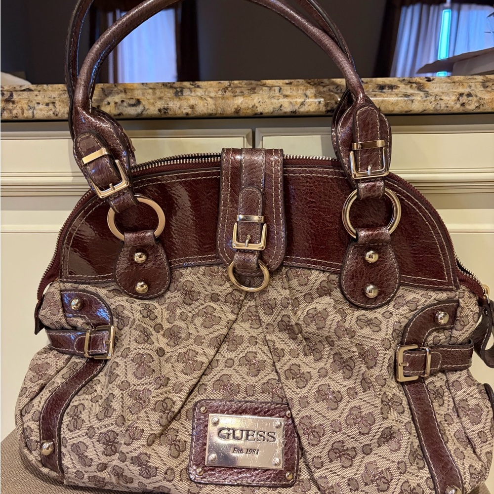 Guess Brown & Tan Signature Satchel